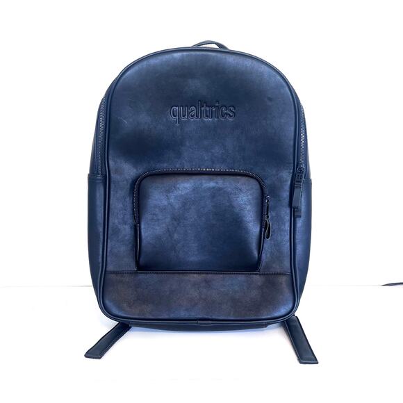 Qualtrics Waterproof Travel Backpack Black Zip Closure Pockets Adjustable Straps